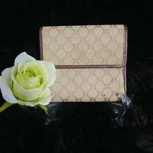Celine Beige and Brown Monogram Wallet